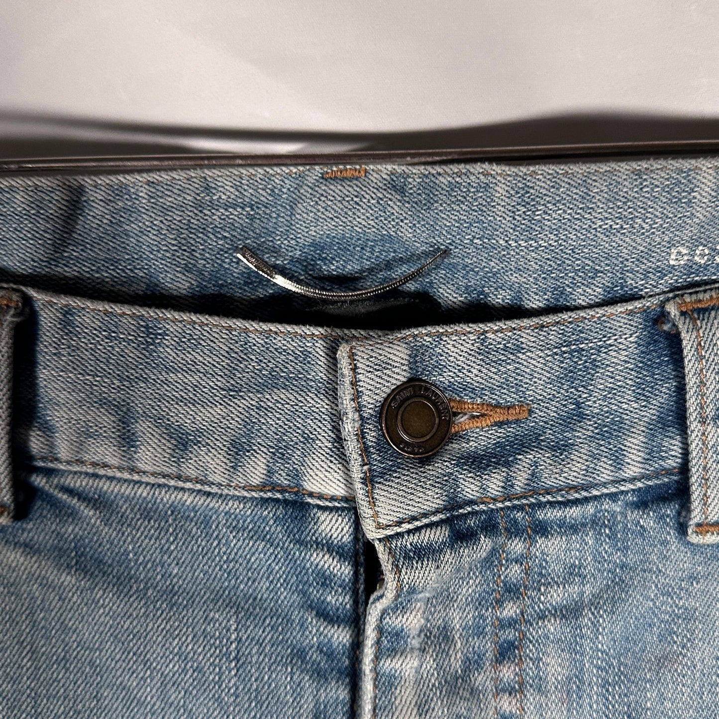 Saint Laurent Hedi Slimane D02 Skinny Light Wash Distressed Denim