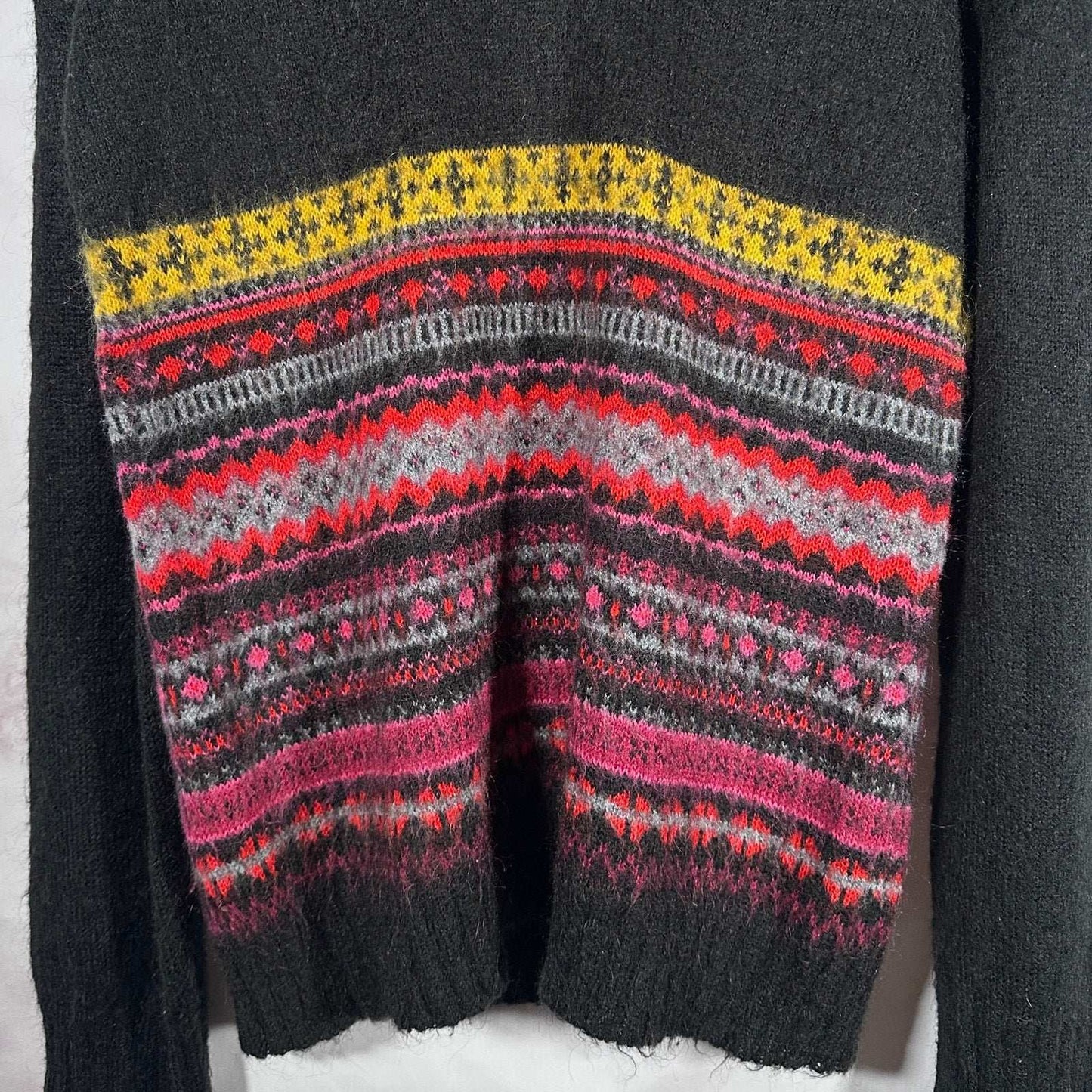 PPFM Black Argyle Mohair Knit Sweater