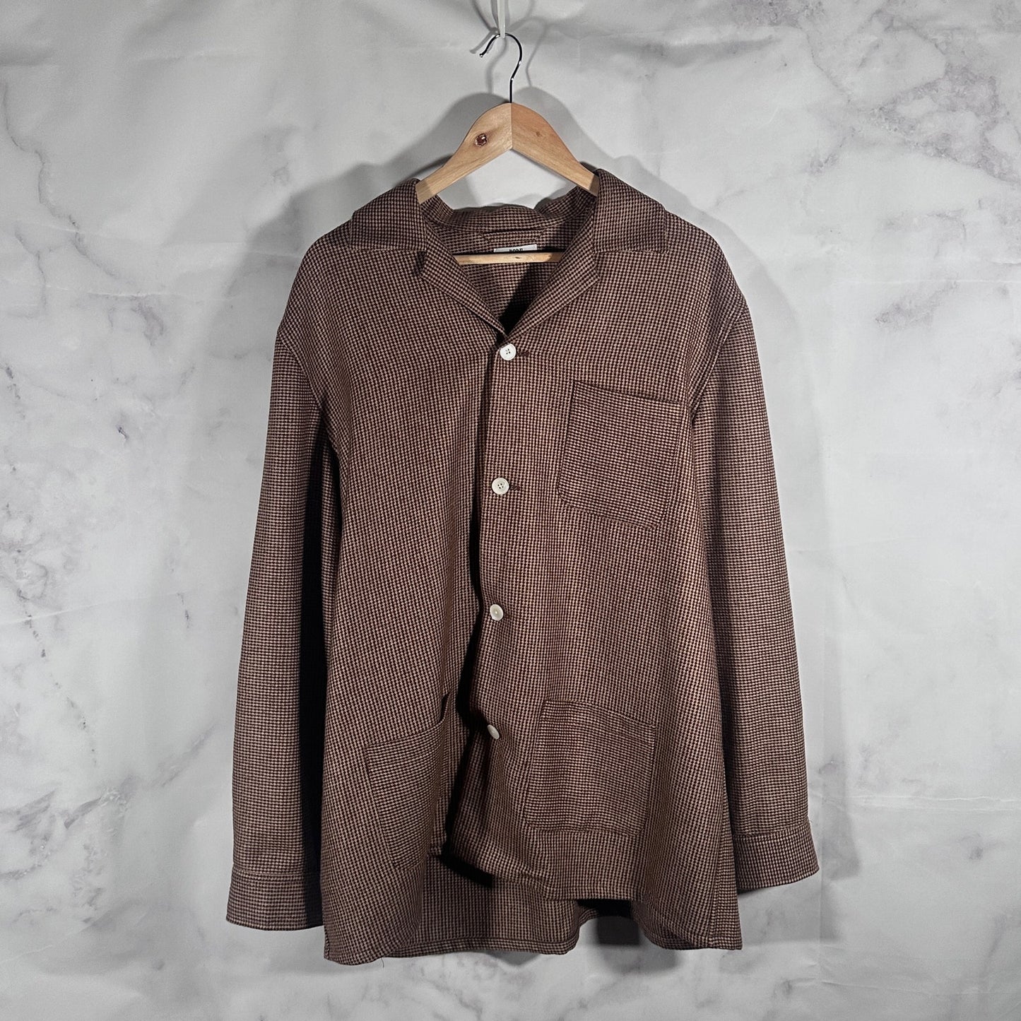 Bode Houndstooth Brown Chore Shirt