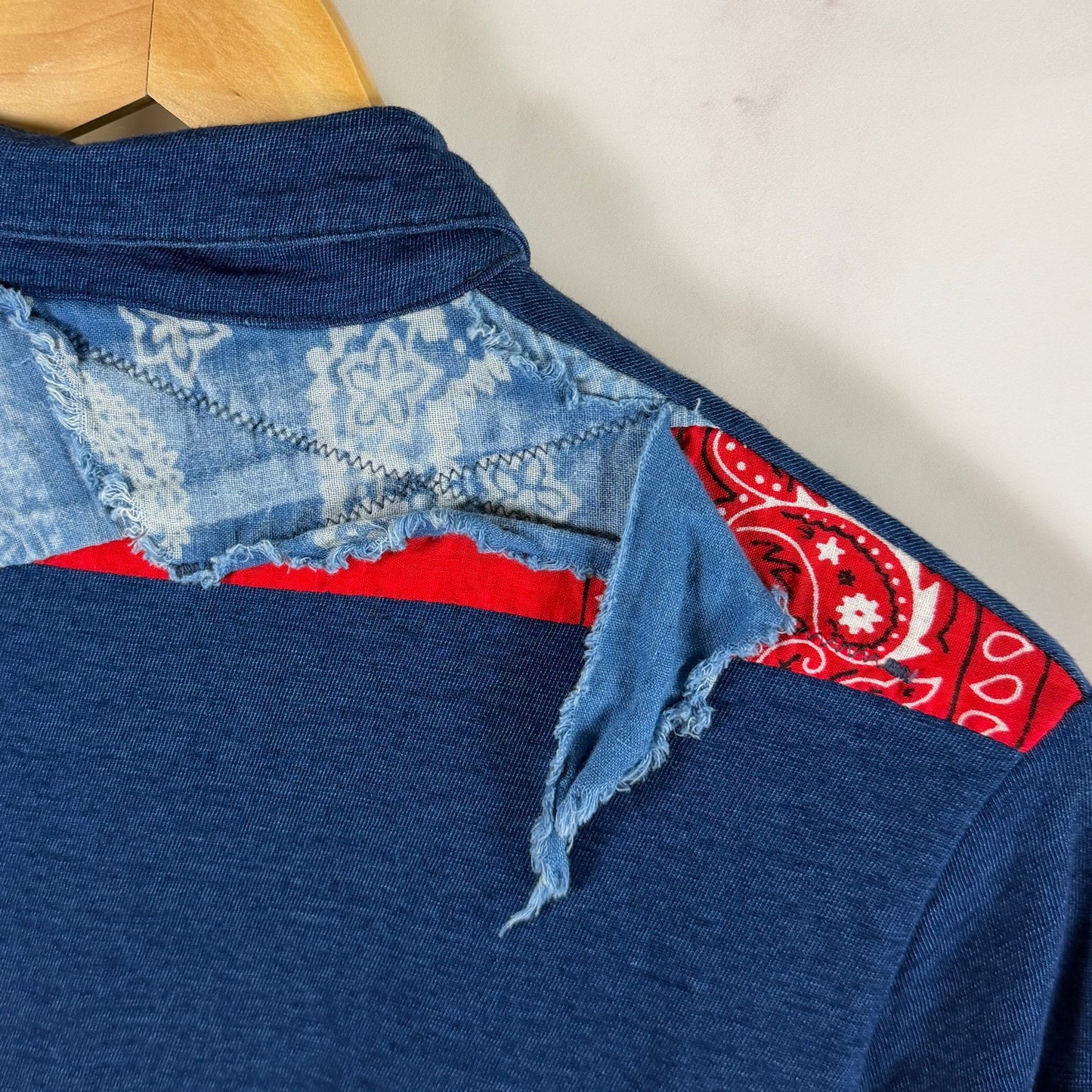 Kapital Indigo Repaired Paisley Polo