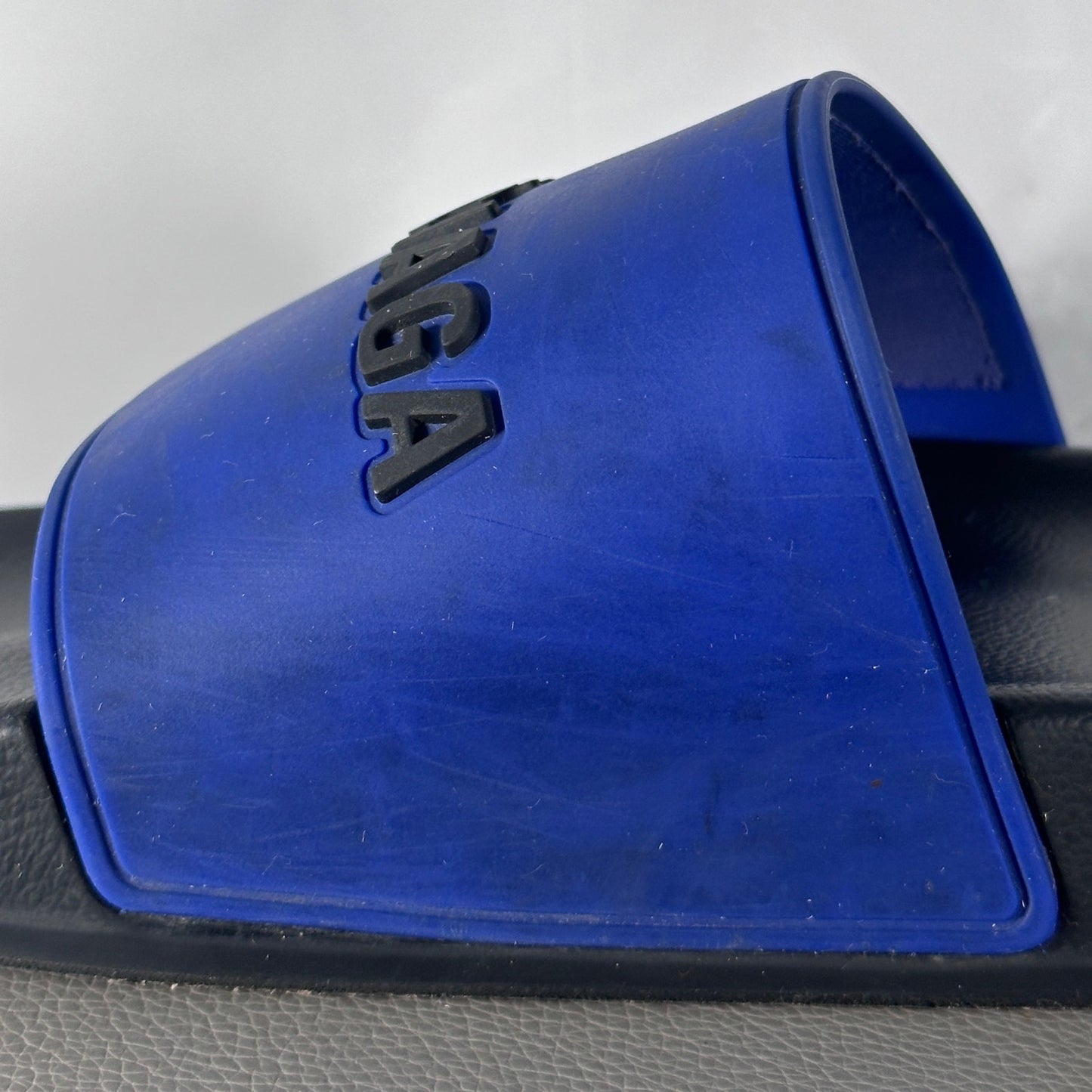 Balenciaga Blue/Black Text Logo Pool Slides