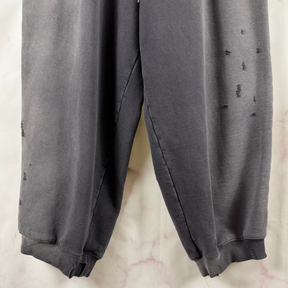 Miharayasuhiro Wide Distressed Faded Grey Sweatpants