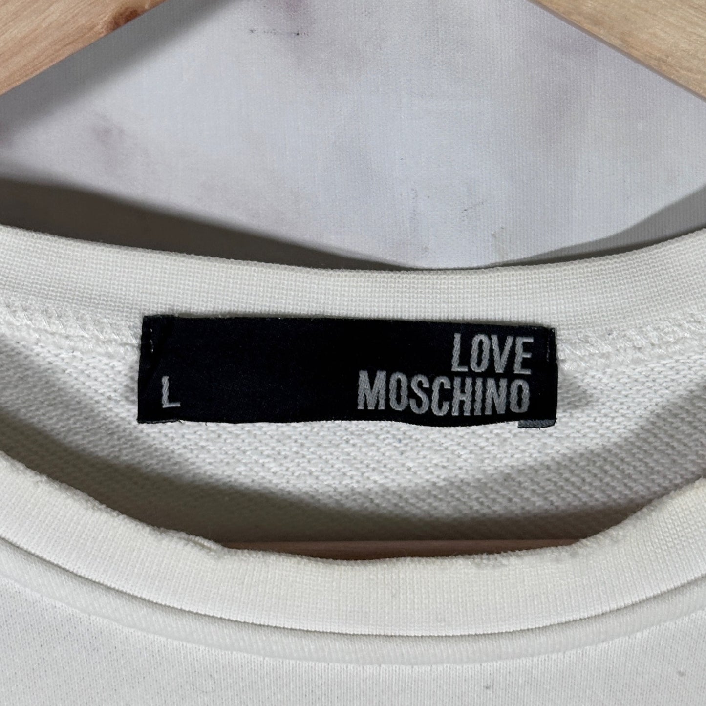 Moschino Milano Cream Logo Crewneck Sweatshirt