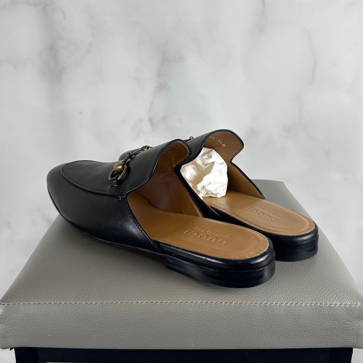 Gucci Princetown Black Leather Horsebit Mule