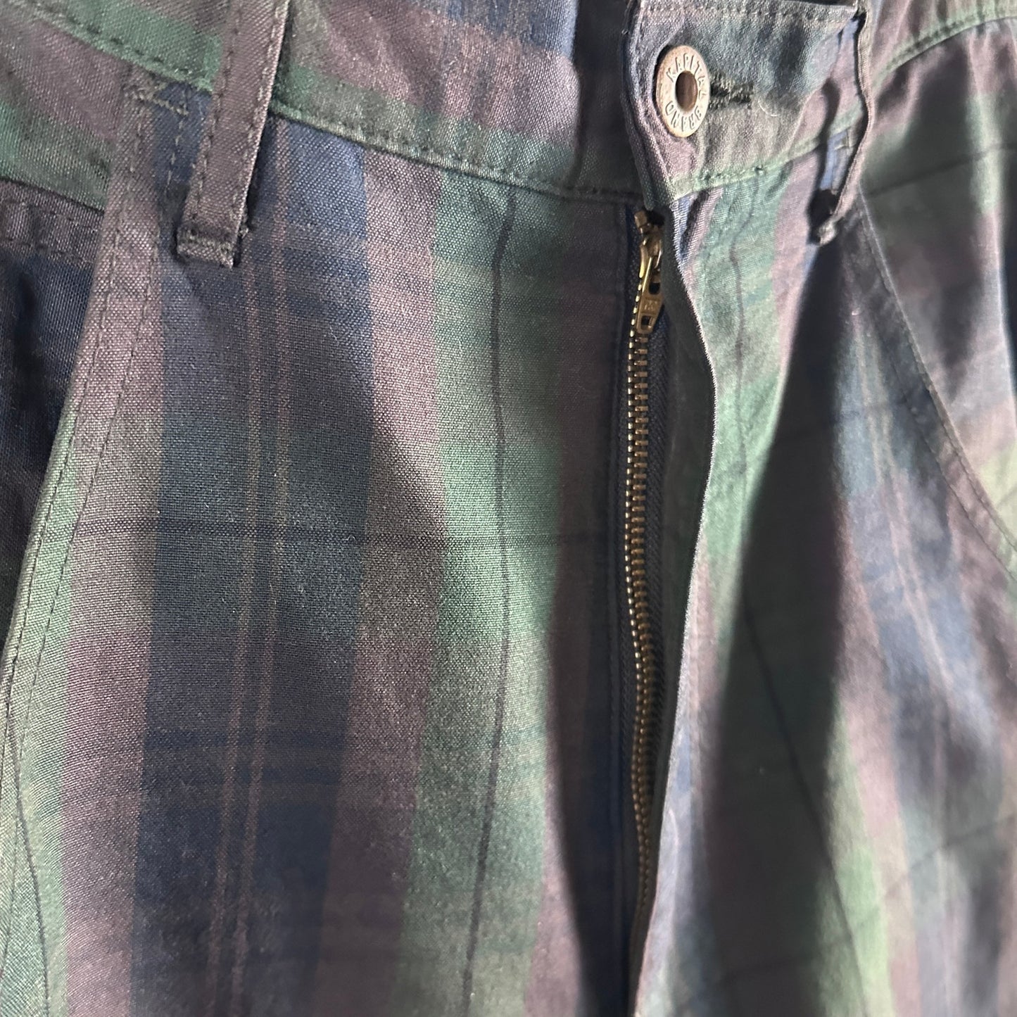 Kapital Green Plaid Buckle Back Pants