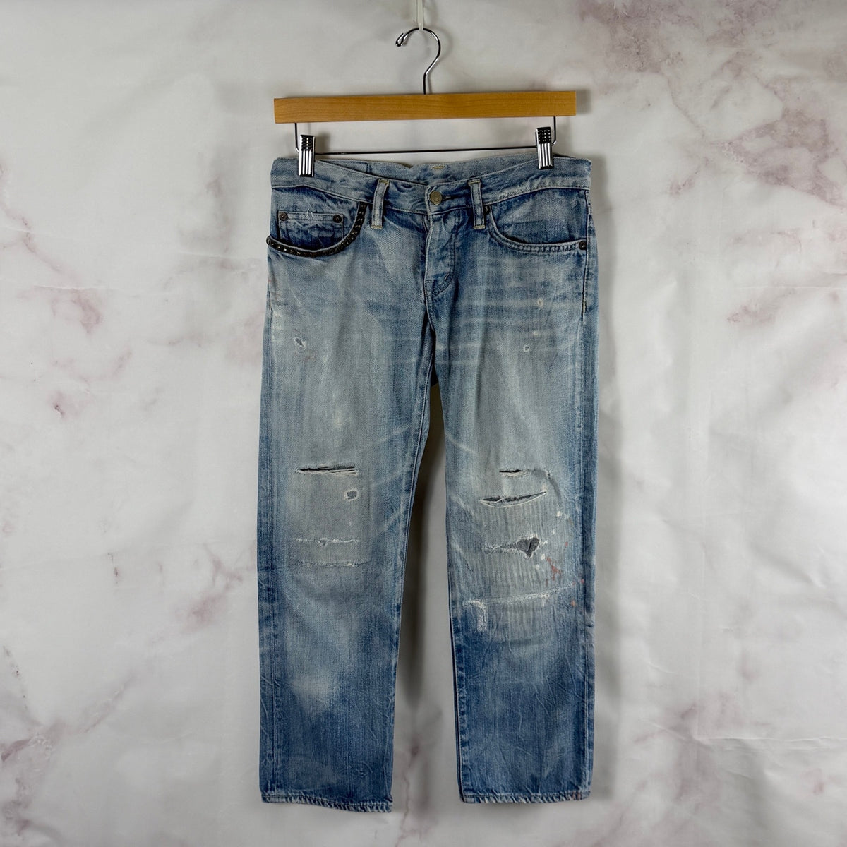 Hysteric Glamour Repaired Light Wash Studded Denim