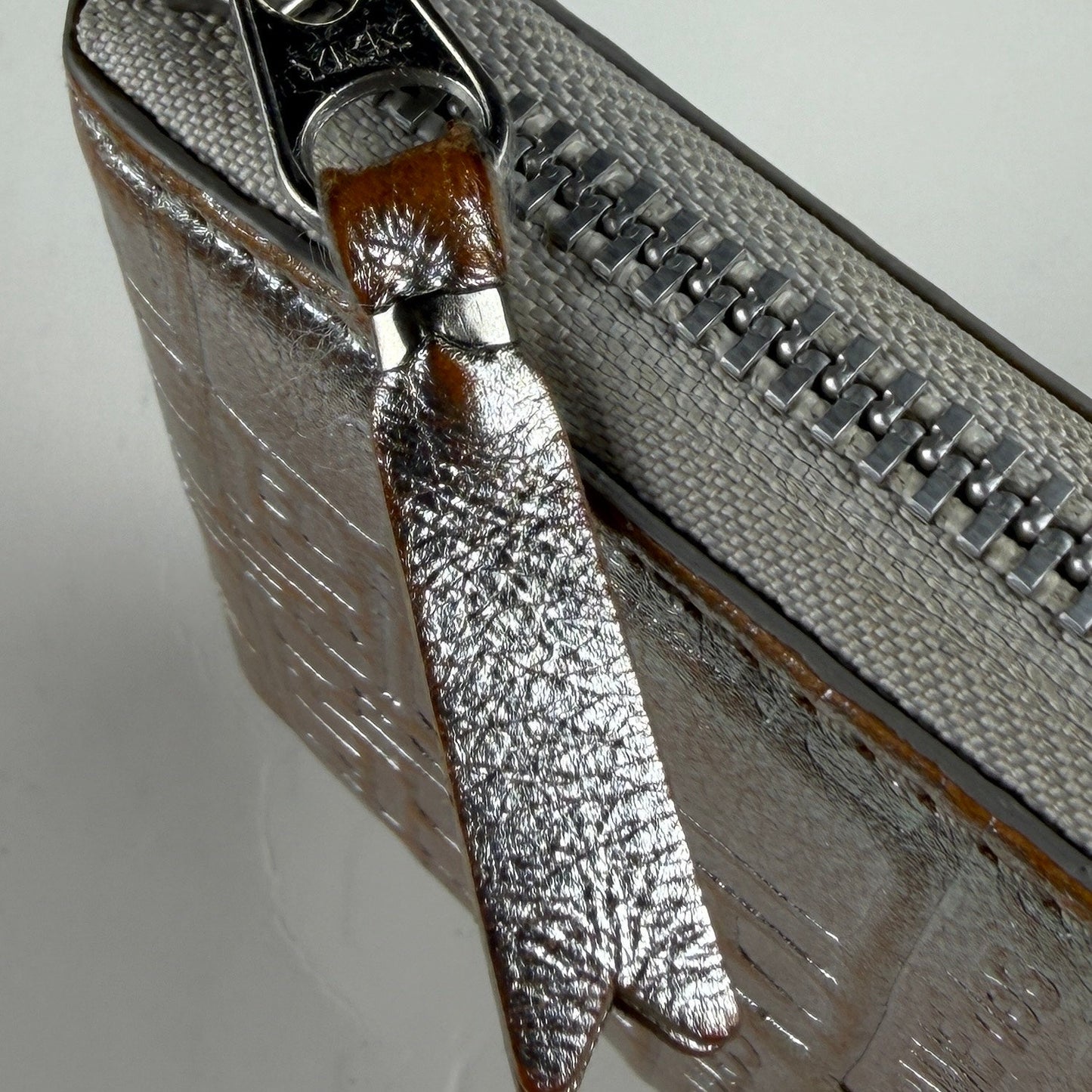Comme des Garçons Embossed Metallic Leather Zipper Wallet