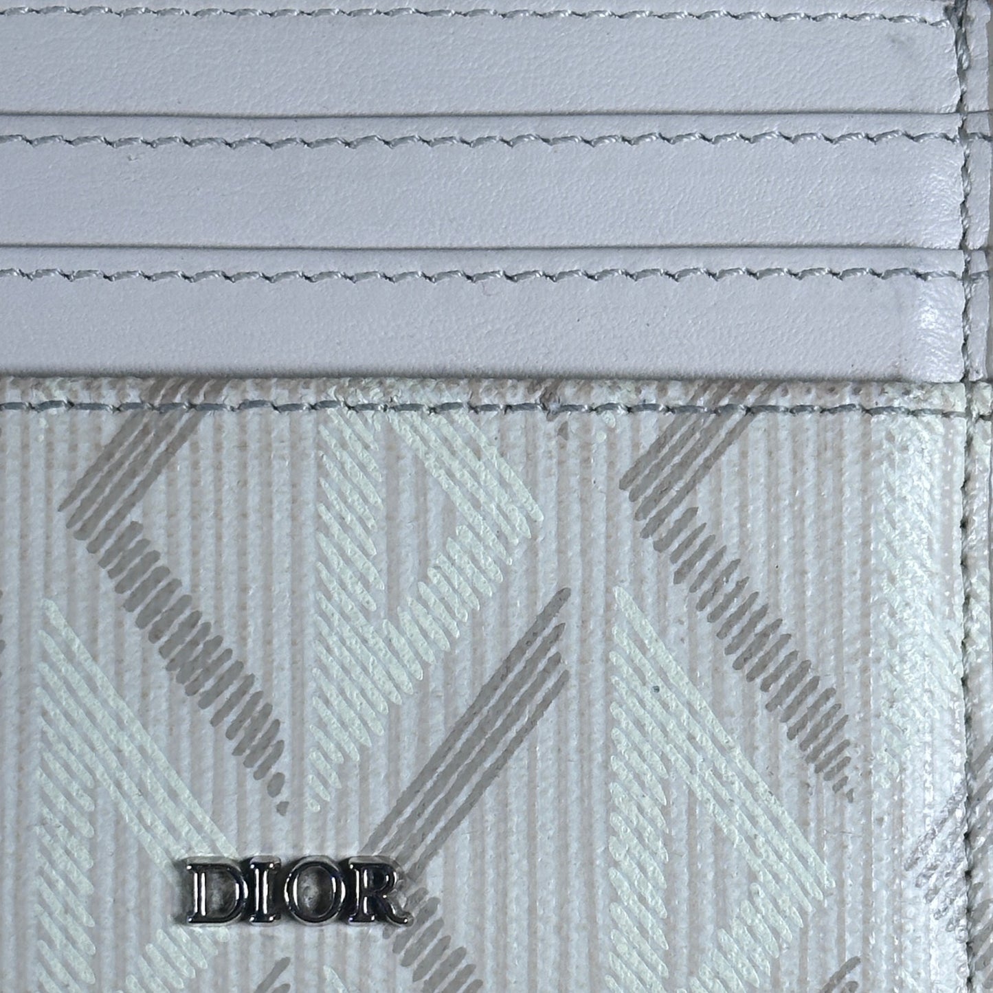Christian Dior White Diamond Monogram Cardholder