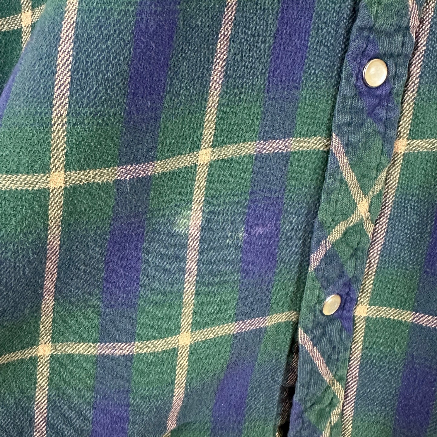 Vintage Blue/Green Plaid Western Flannel Shirt