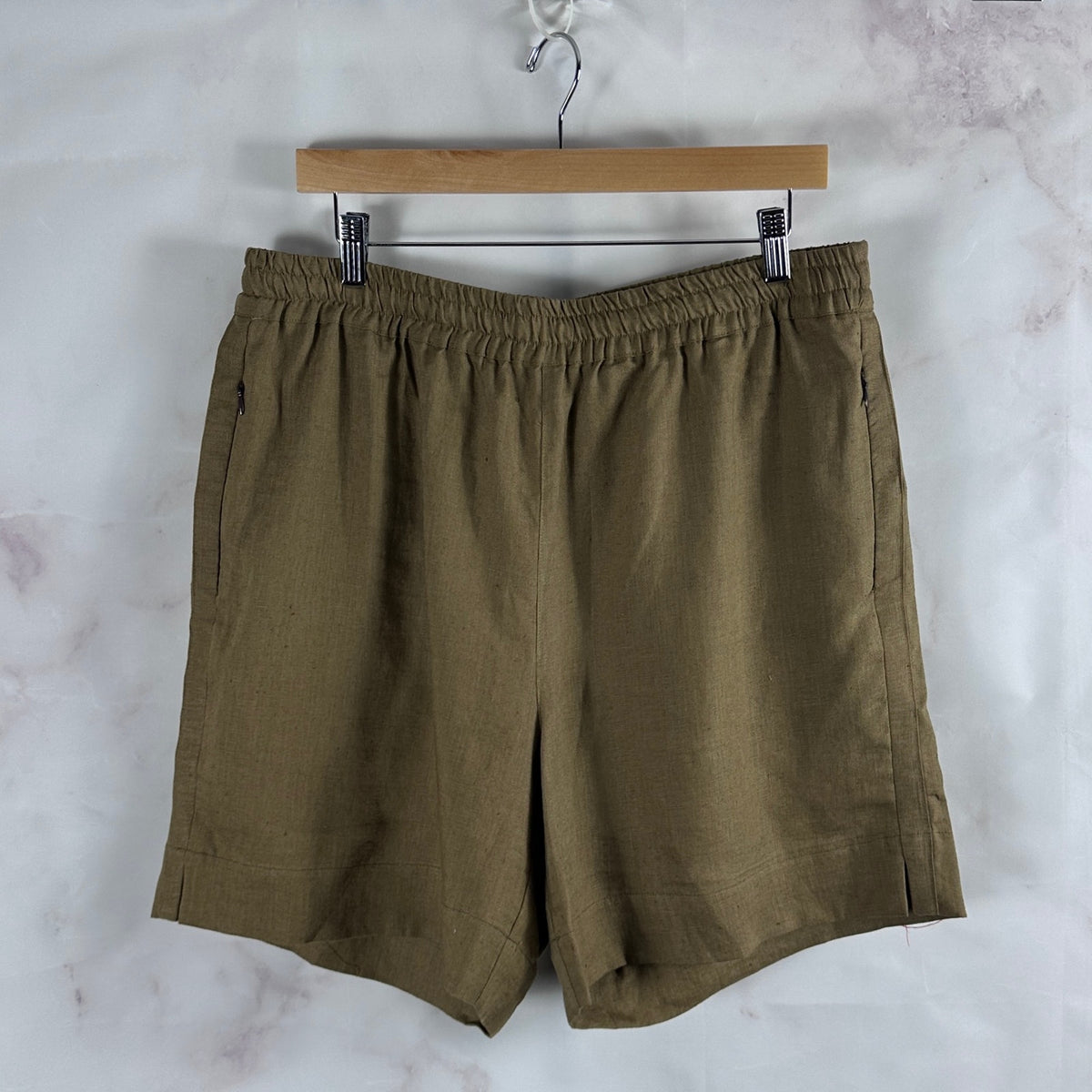 Hidden NY Sample Linen Blend Drab Shorts