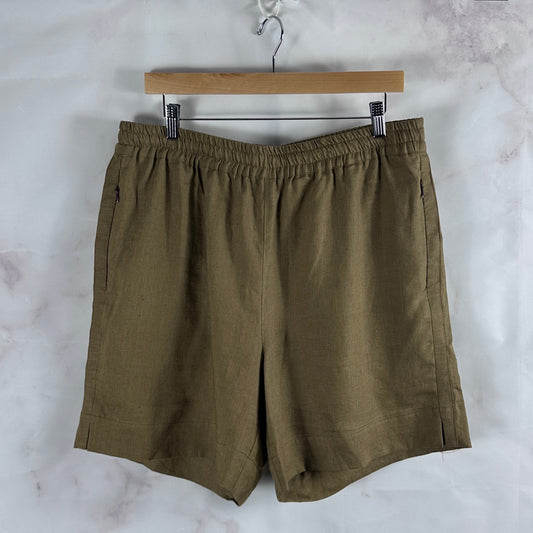 Hidden NY Sample Linen Blend Drab Shorts