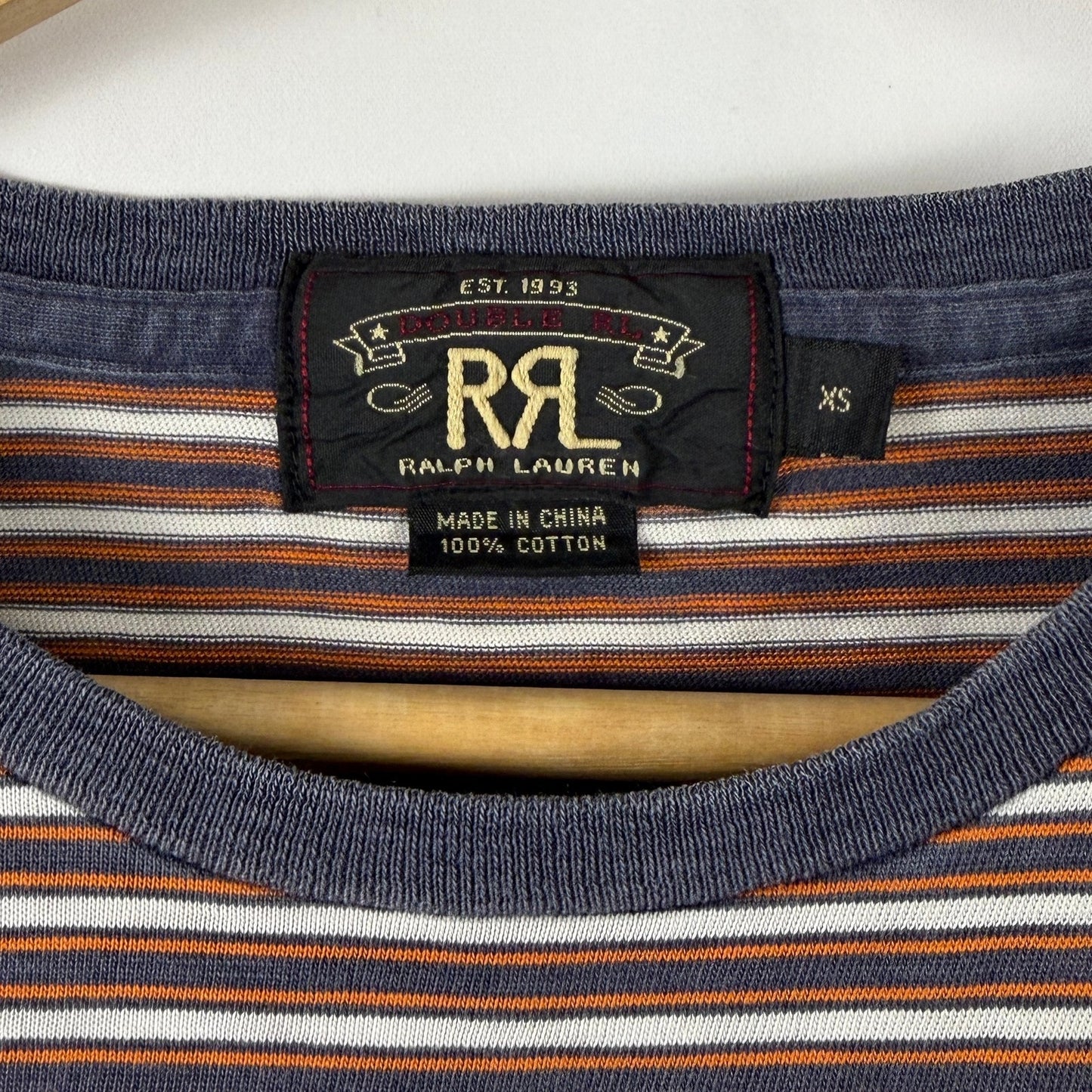 RRL Orange/Blue Striped Pocket Tee