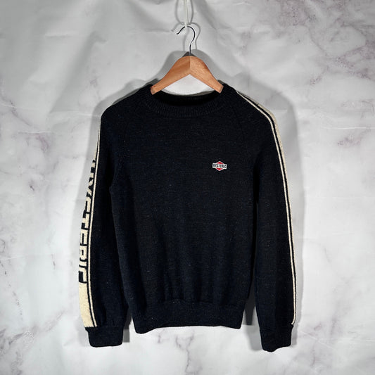 Hysteric Glamour Black Sleeve Text Knit Crewneck Sweater