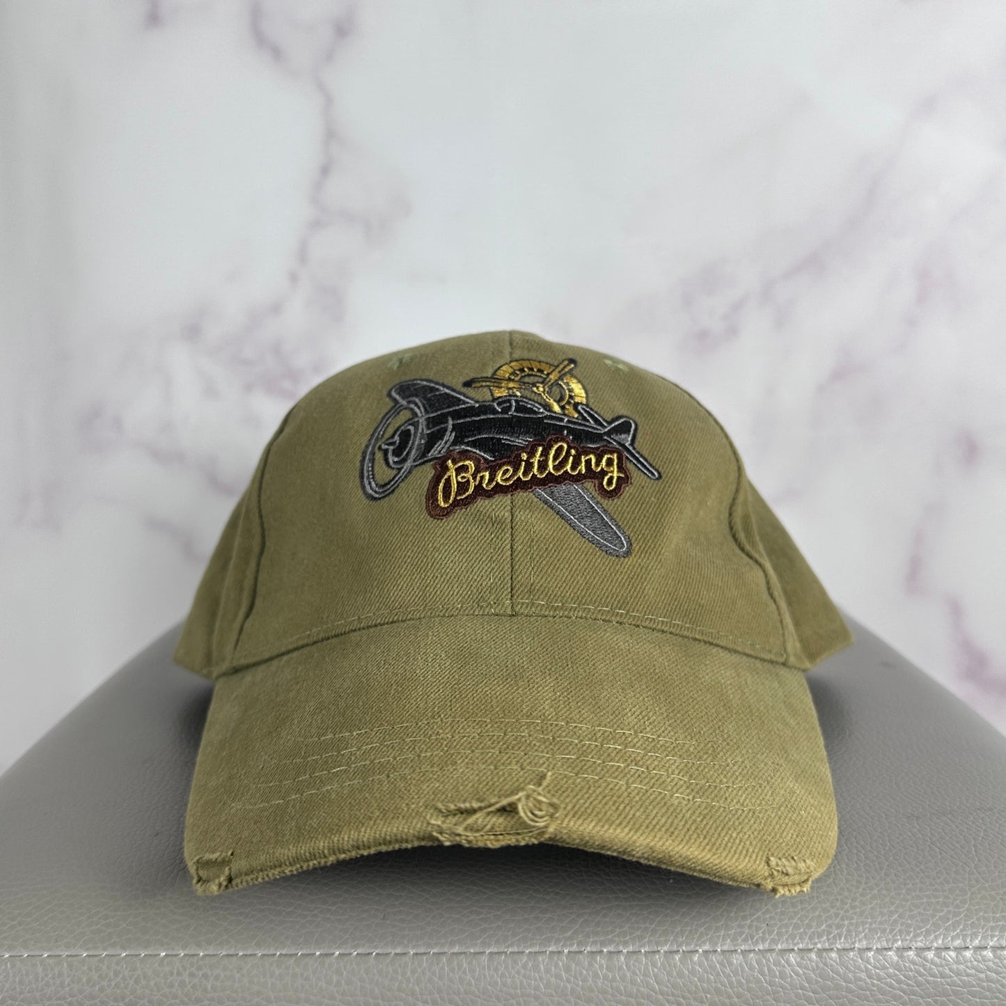 Breitling Distressed Green Aviator Hat