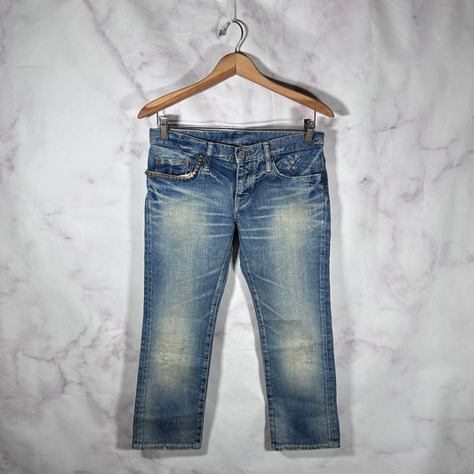 Hysteric Glamour Johnny Thunders Blue Repaired Denim Jeans