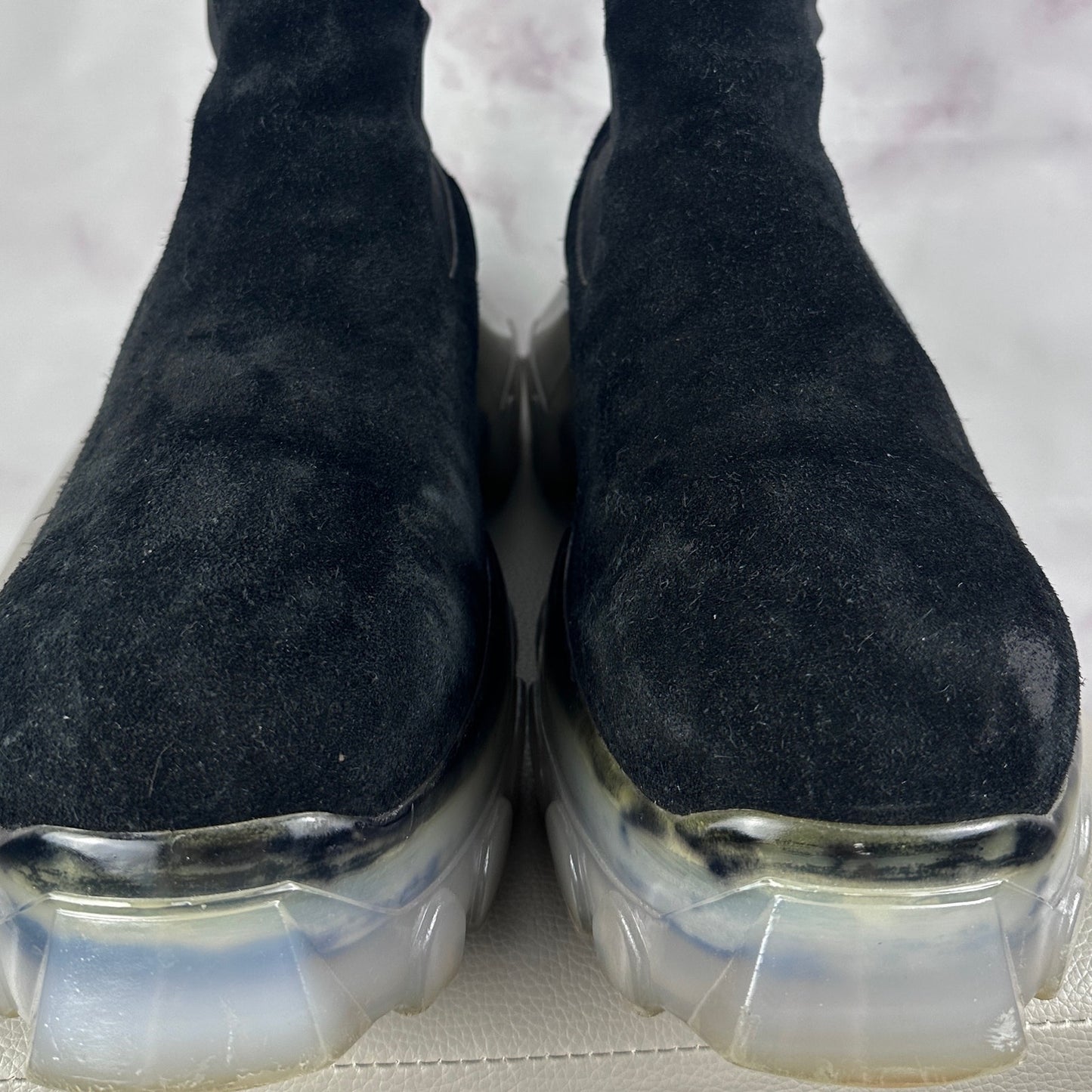 Rick Owens Black Suede Bozo Beatle Tractor Boot