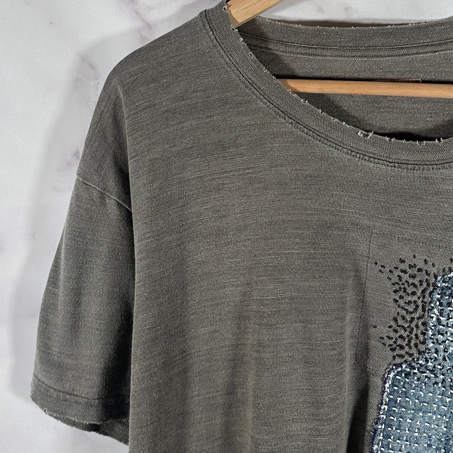 Kapital Sashiko & Boro Distressed Grey Tee