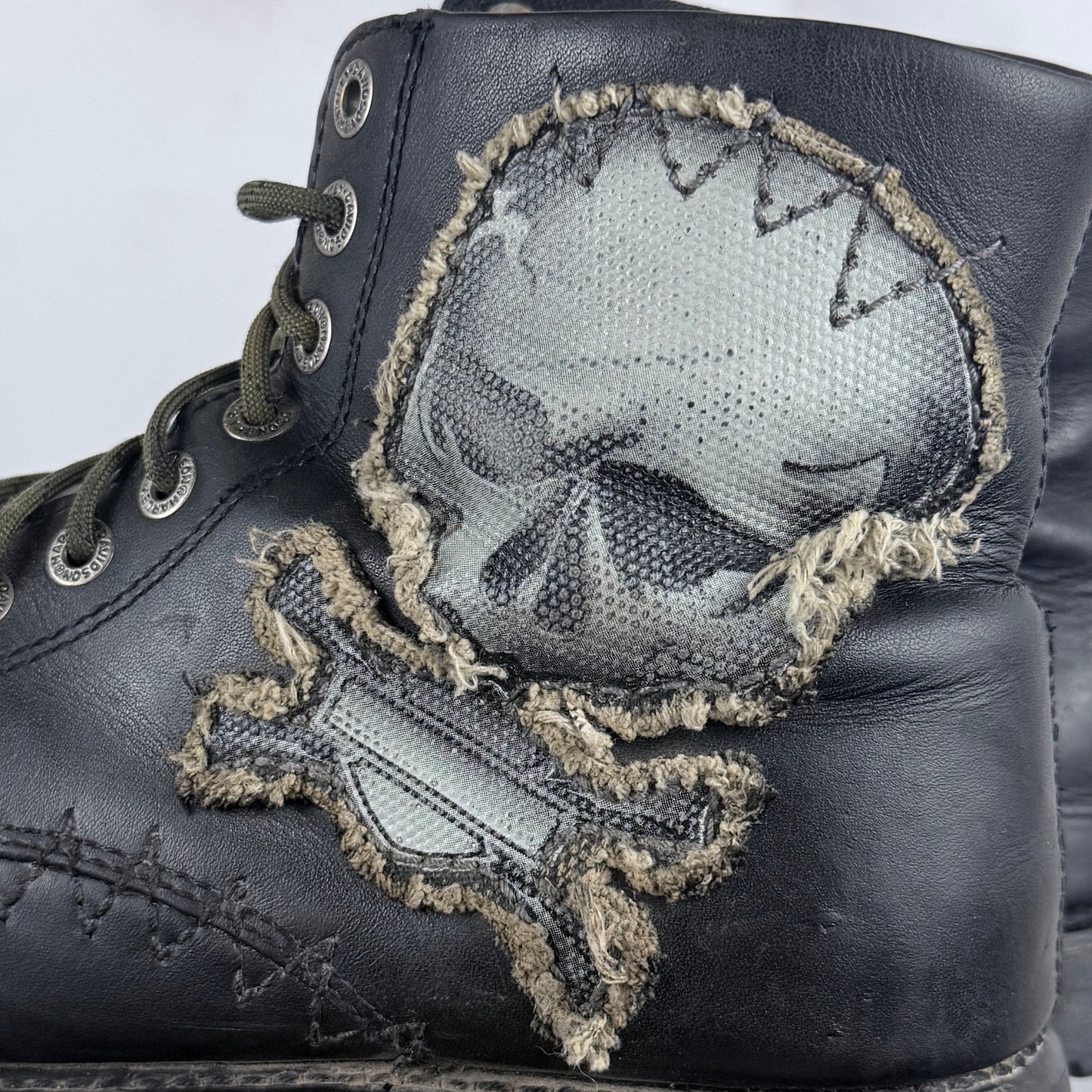 Harley-Davidson Black Leather Skull Patch Motorcycle Boots