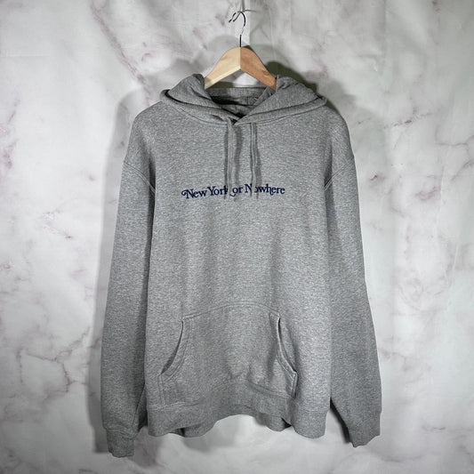 New York Or Nowhere Grey Text Hoodie