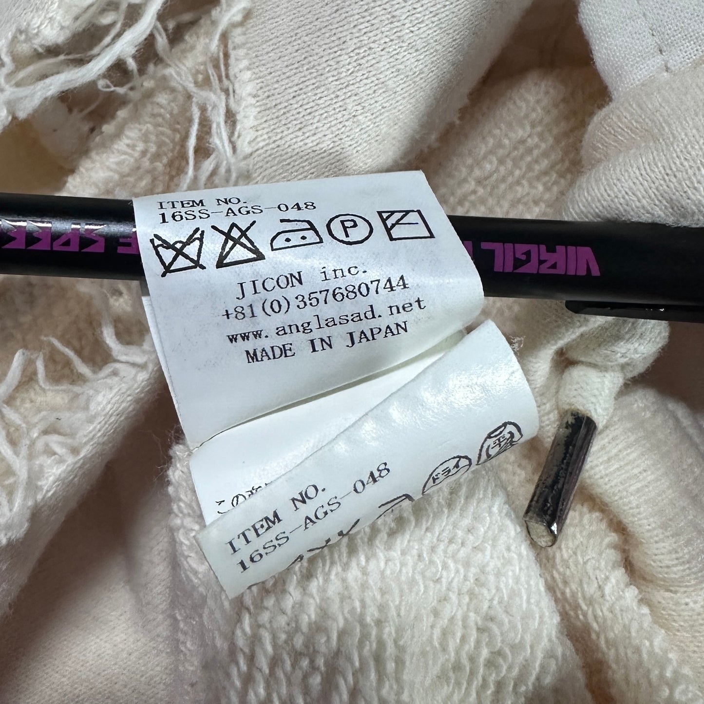 Anglasad Thrashed Cream Half-Zip Hoodie