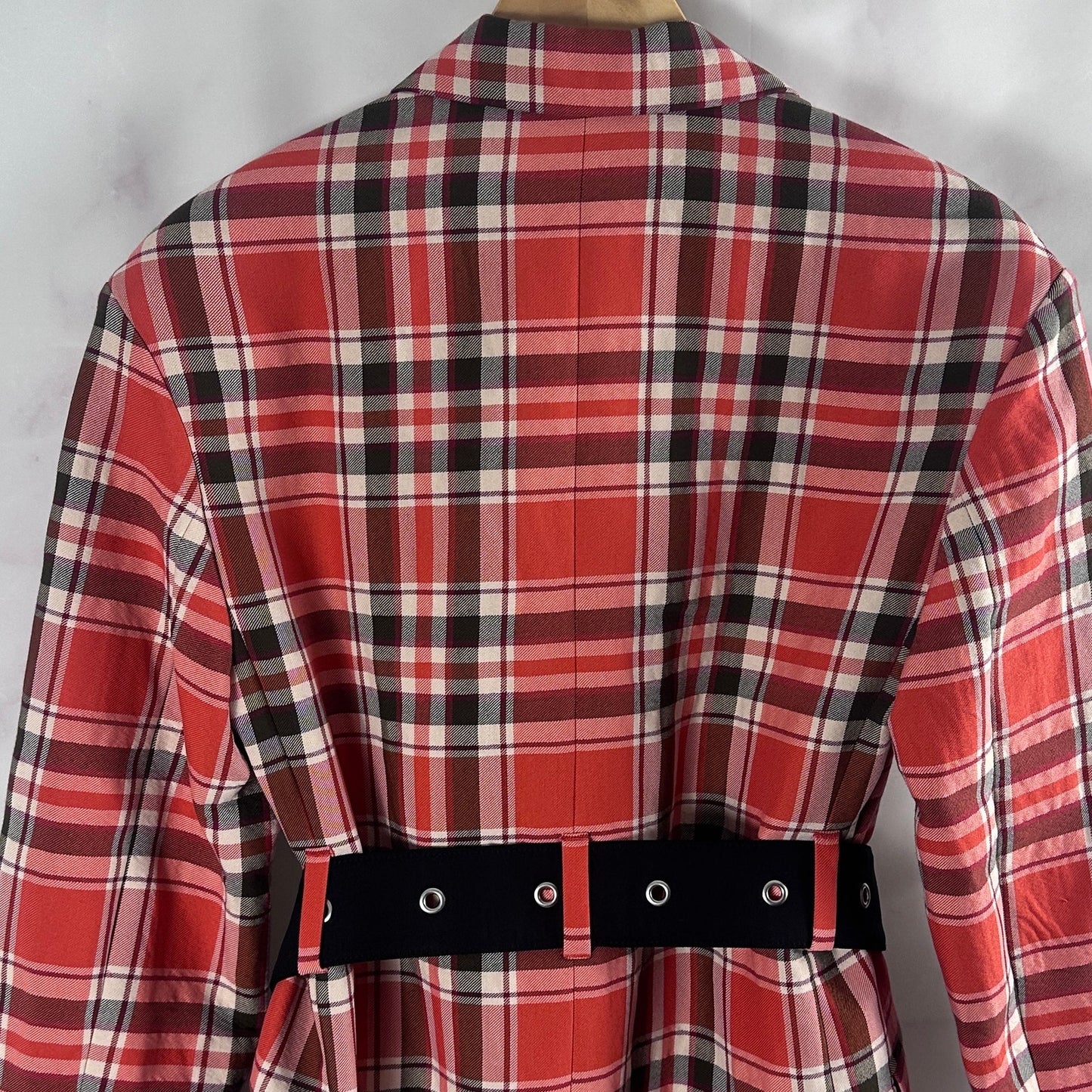 Acne Studios Red Belted Checked Coat