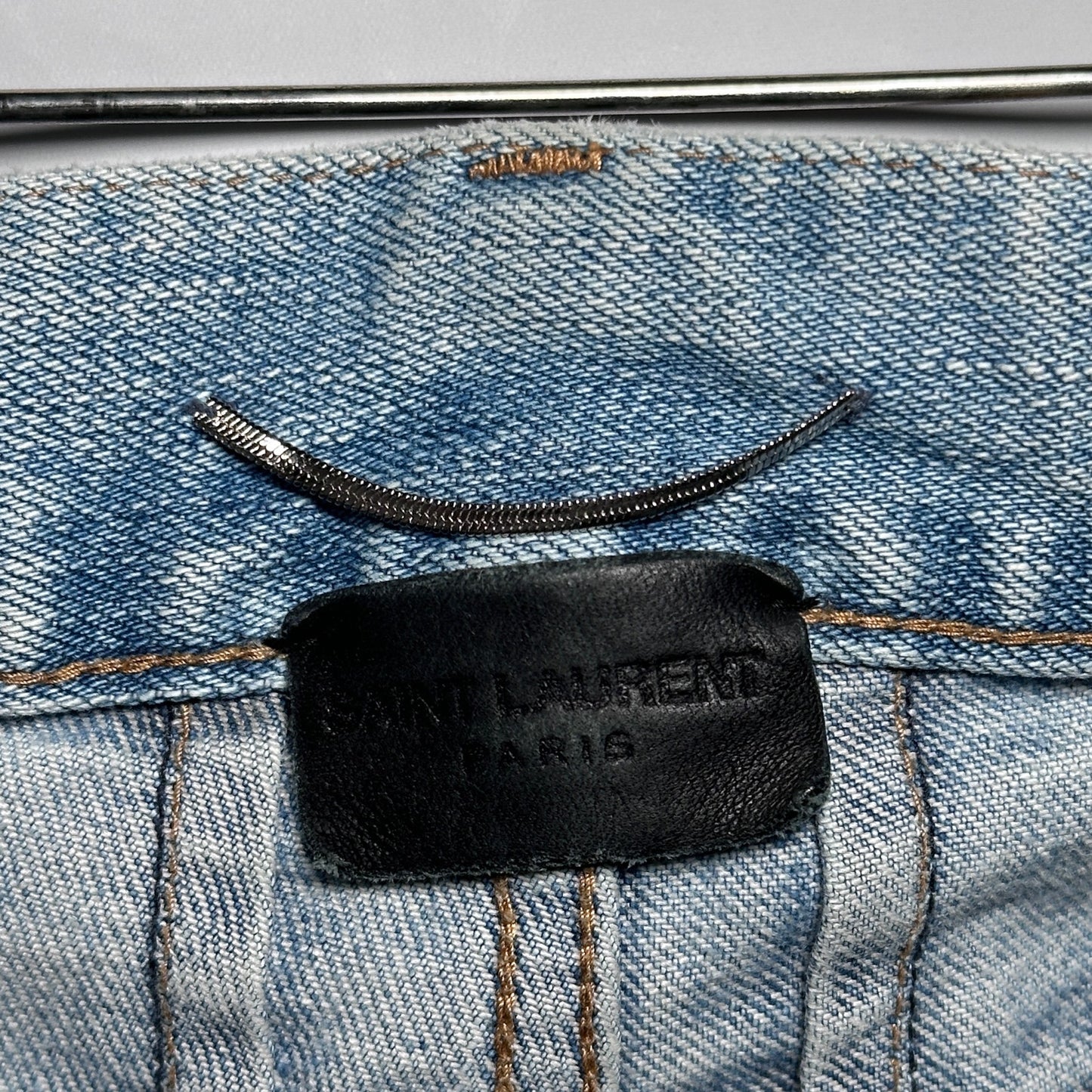 Saint Laurent Hedi Slimane D02 Skinny Light Wash Distressed Denim