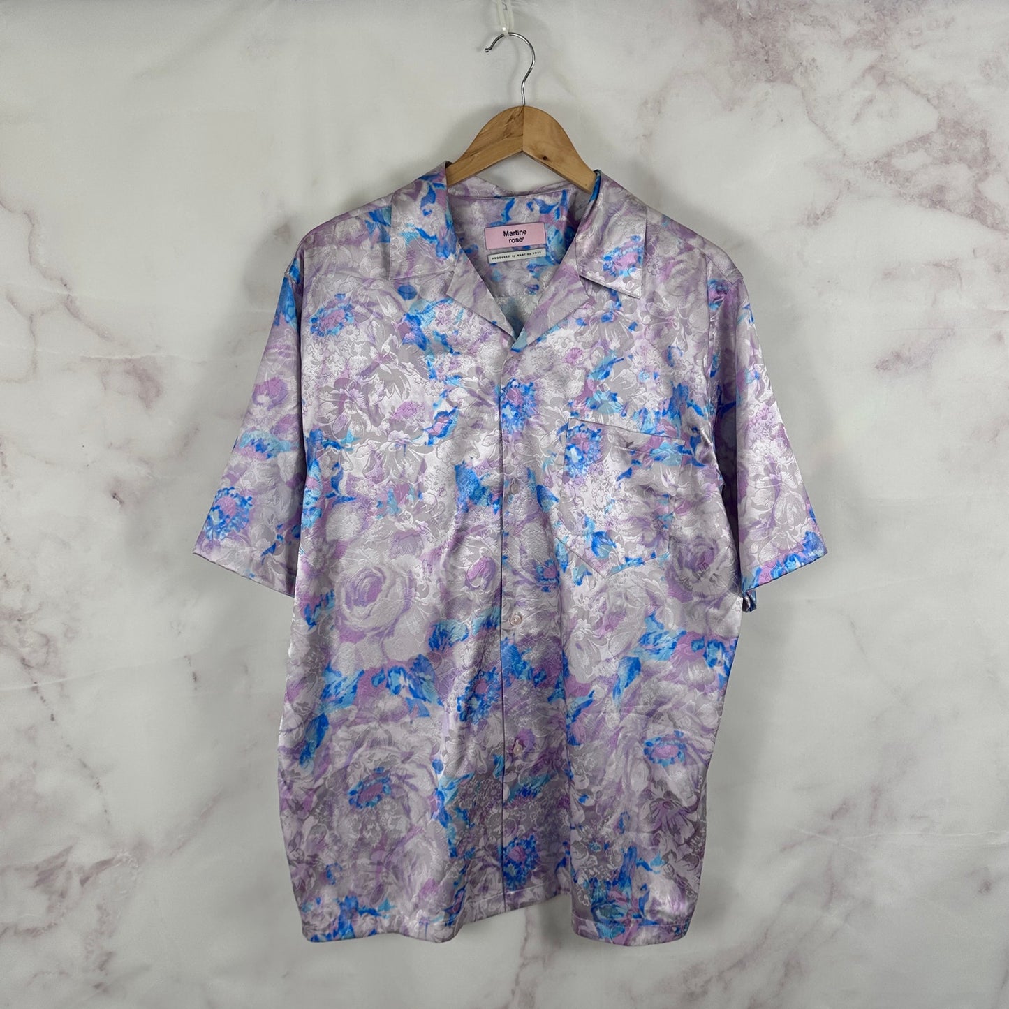 Martine Rose Oversized Lilac Floral Vacation Shirt