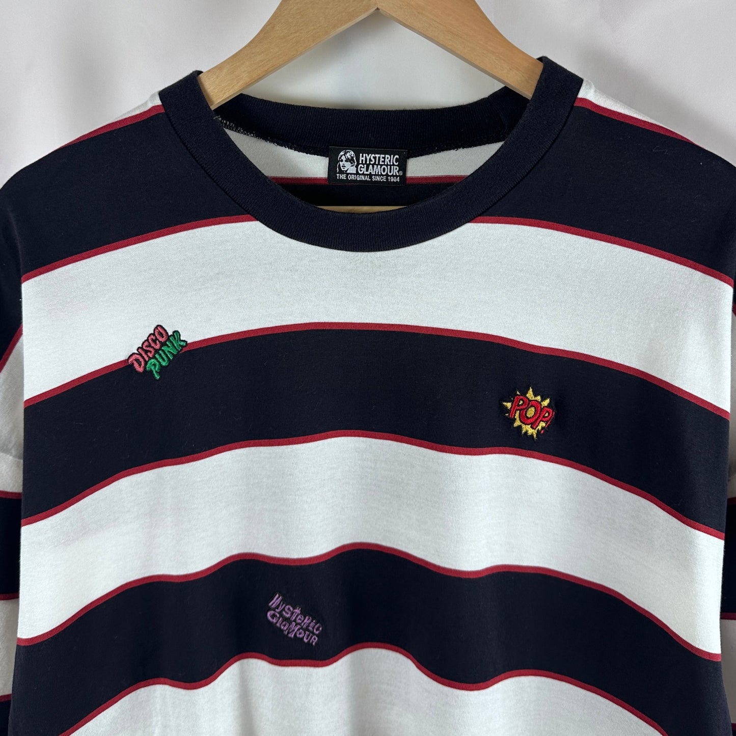 Hysteric Glamour Striped Embroidery Tee
