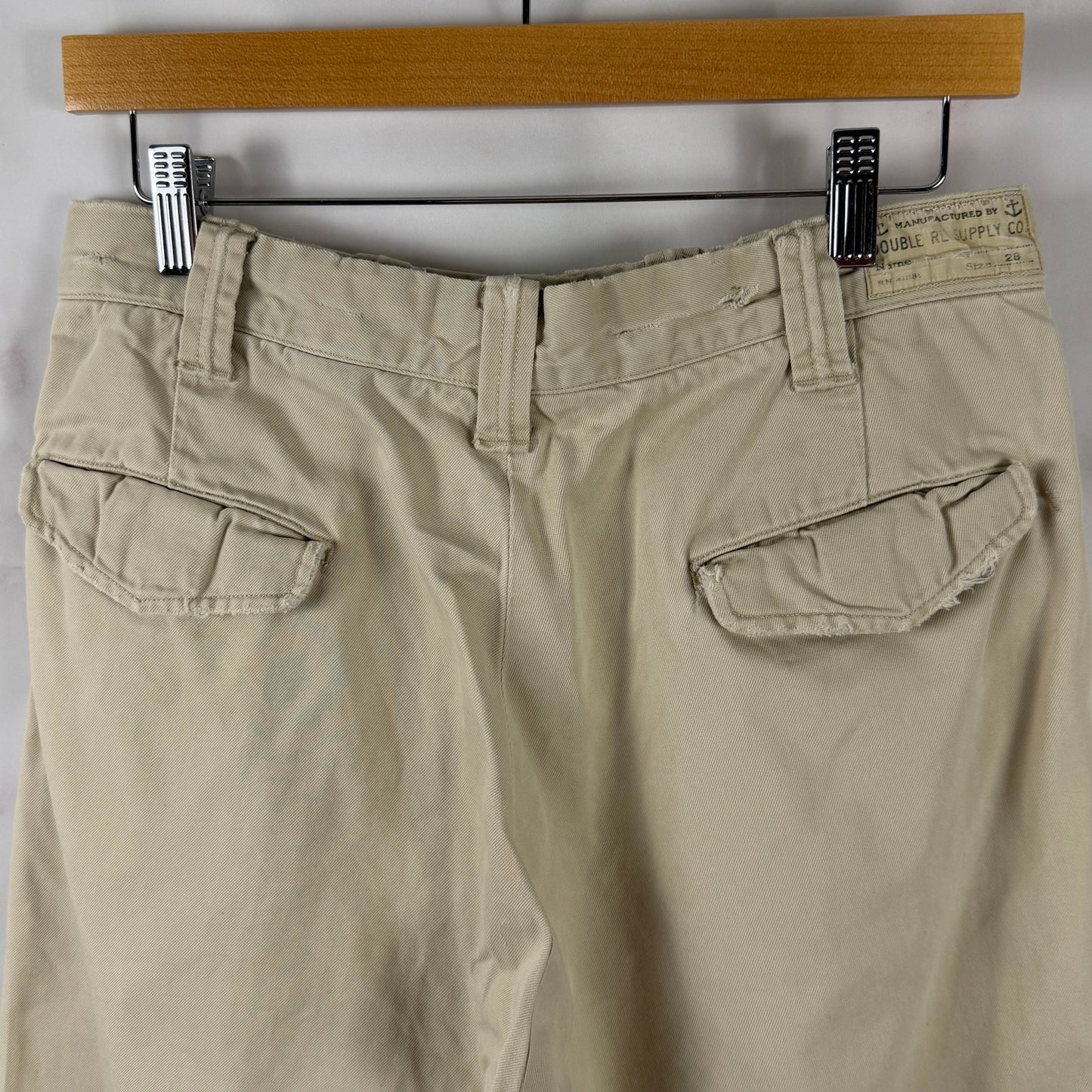 RRL Distressed Military Khaki Chino Shorts