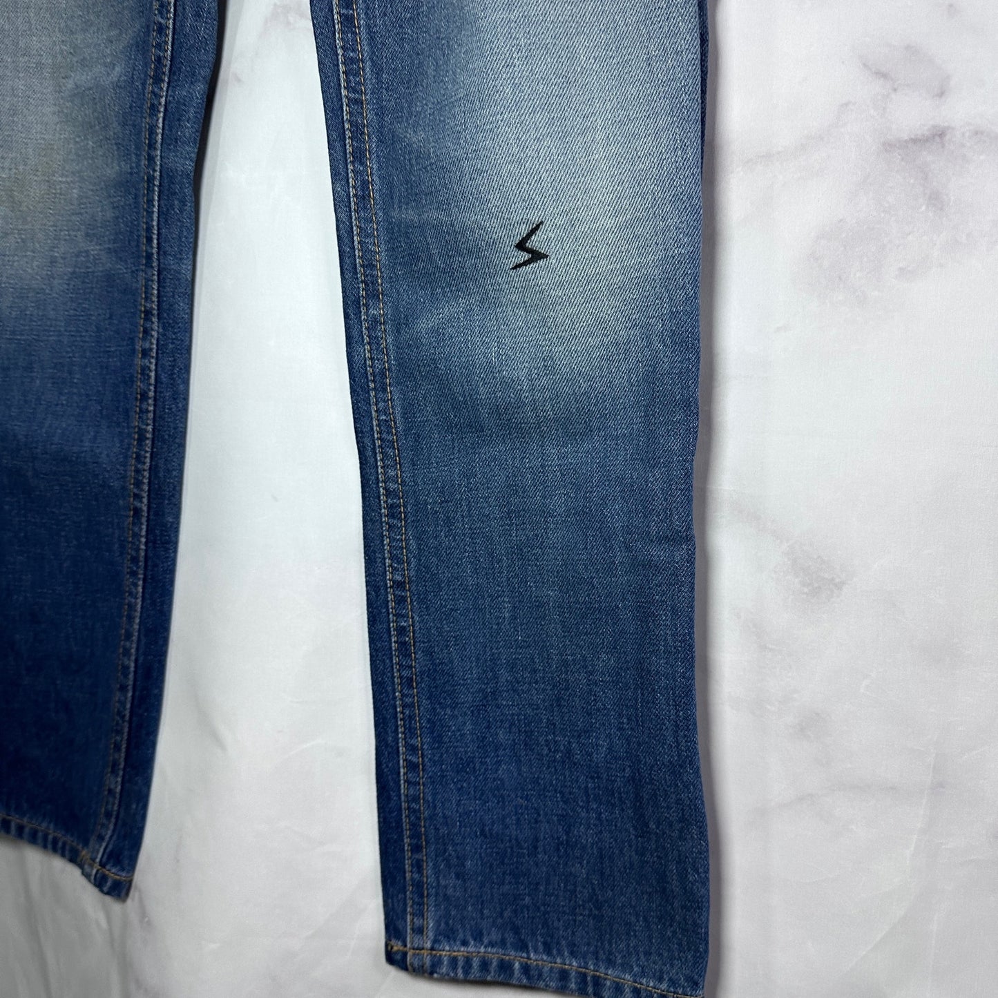 Undercover A/W01 Distressed Blue Bolt Denim