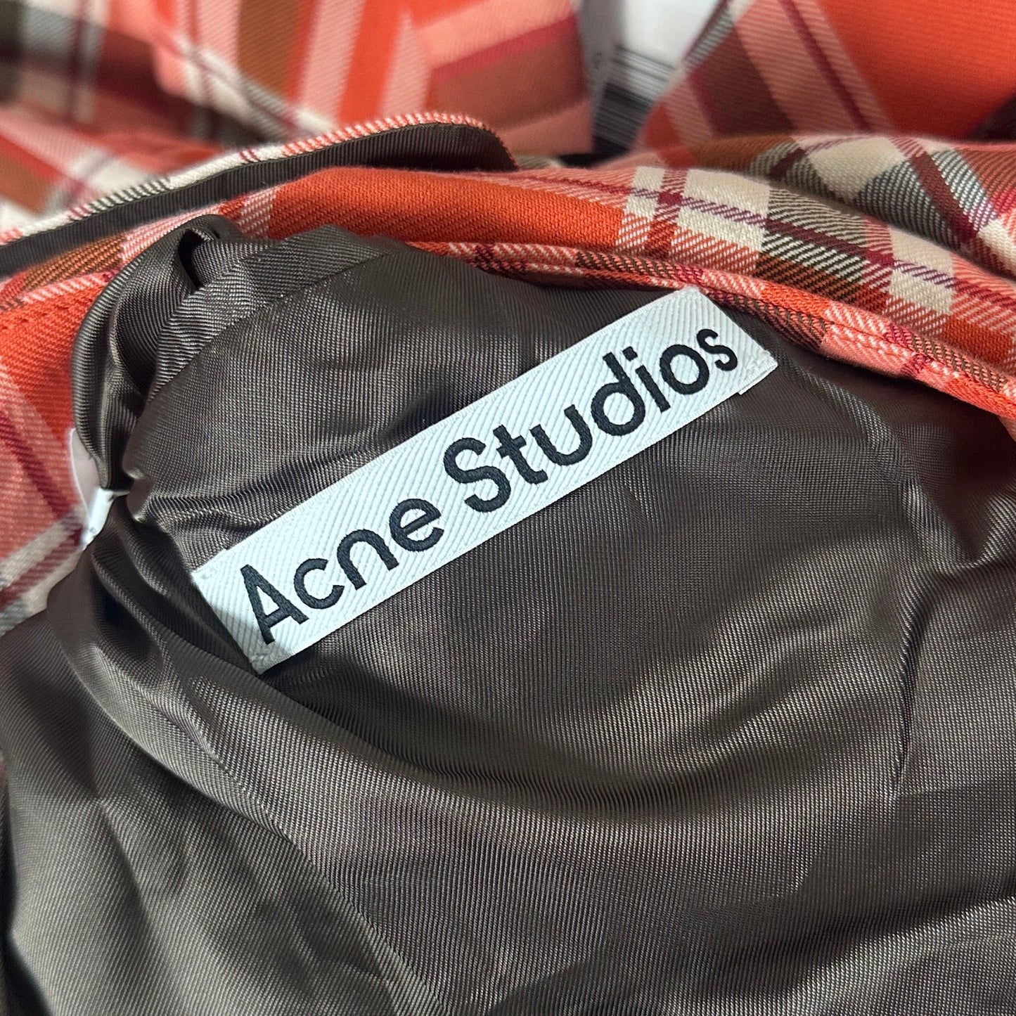 Acne Studios Red Belted Checked Coat