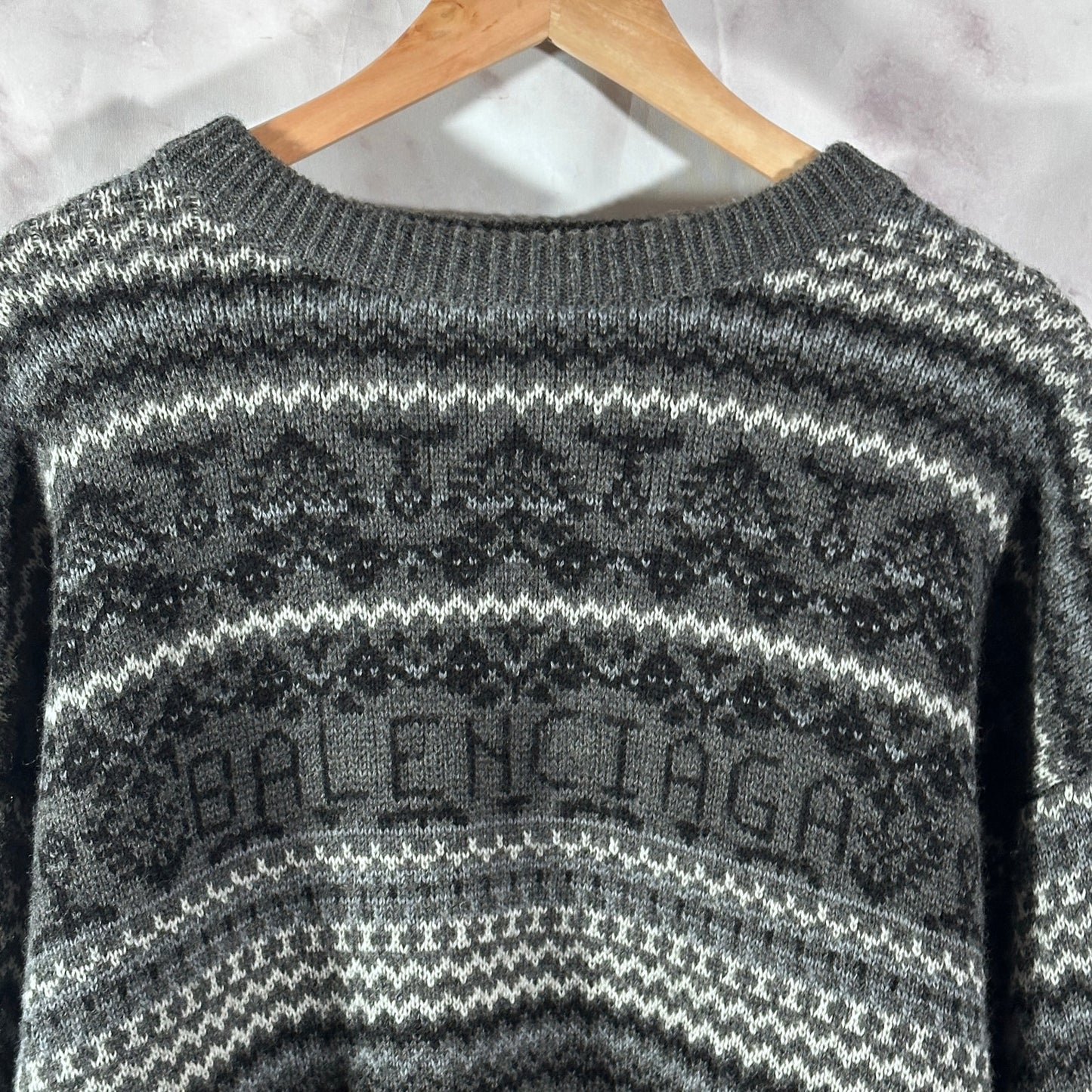 Balenciaga Grey Fair Isle Wool Sweater