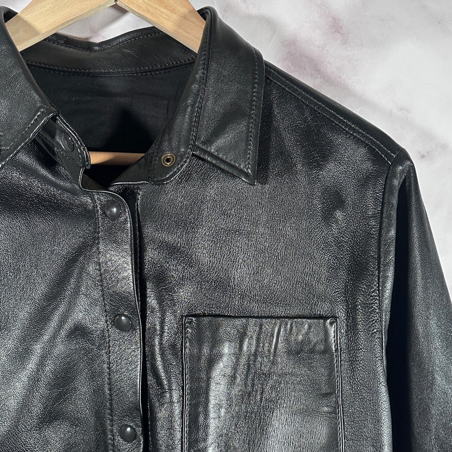 Los Angeles Apparel Black Leather Button Up
