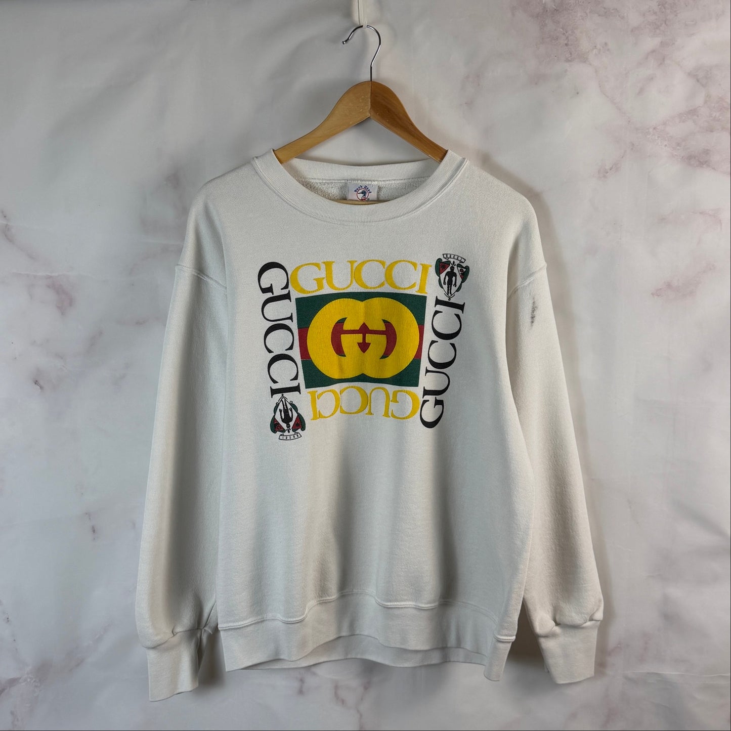 Vintage 90s Gucci Bootleg White Crewneck
