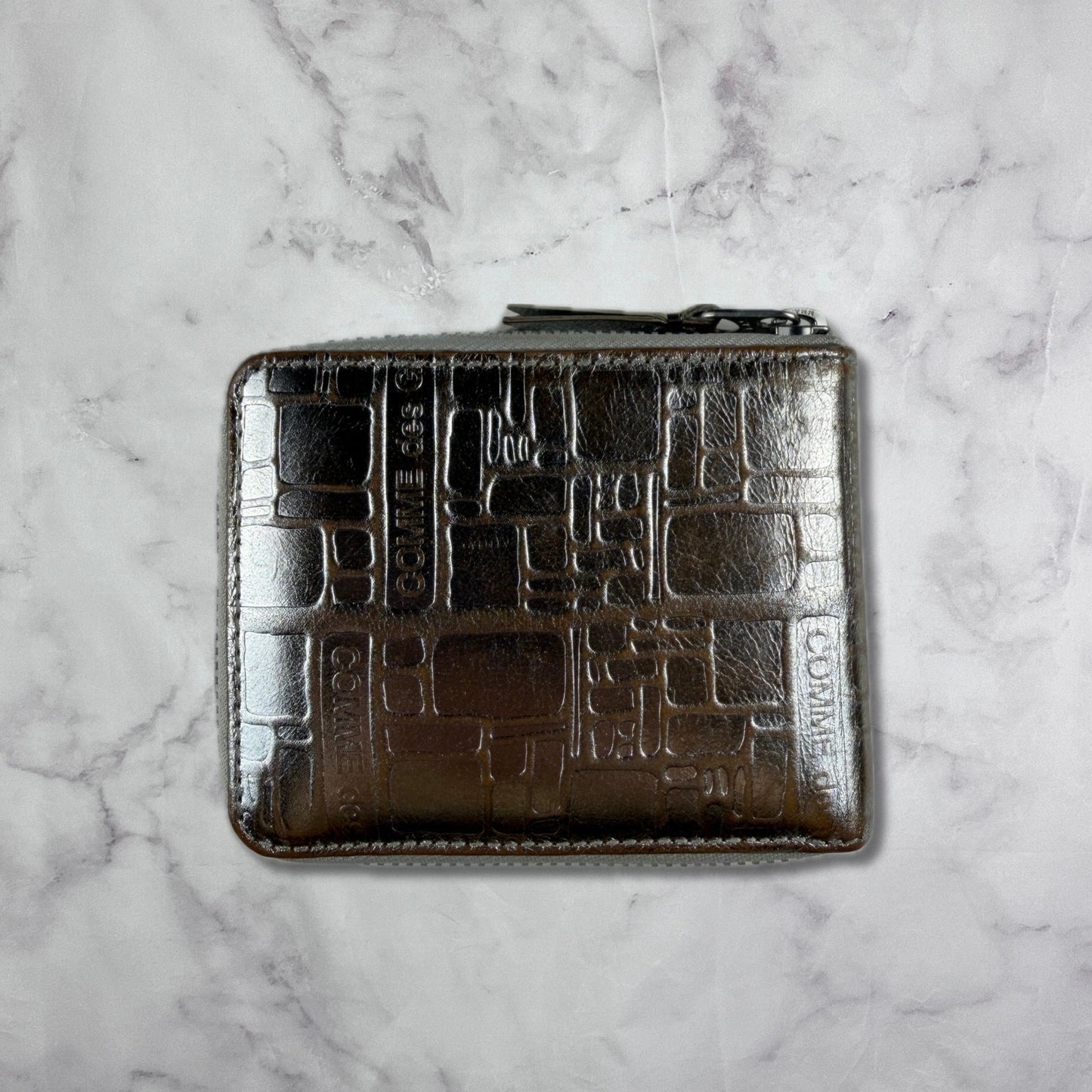 Comme des Garçons Embossed Metallic Leather Zipper Wallet