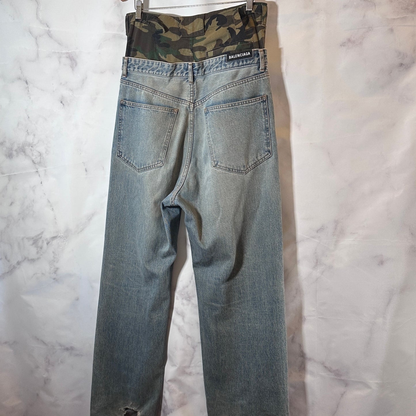 Balenciaga Jeans Camo Double Waisted Denim