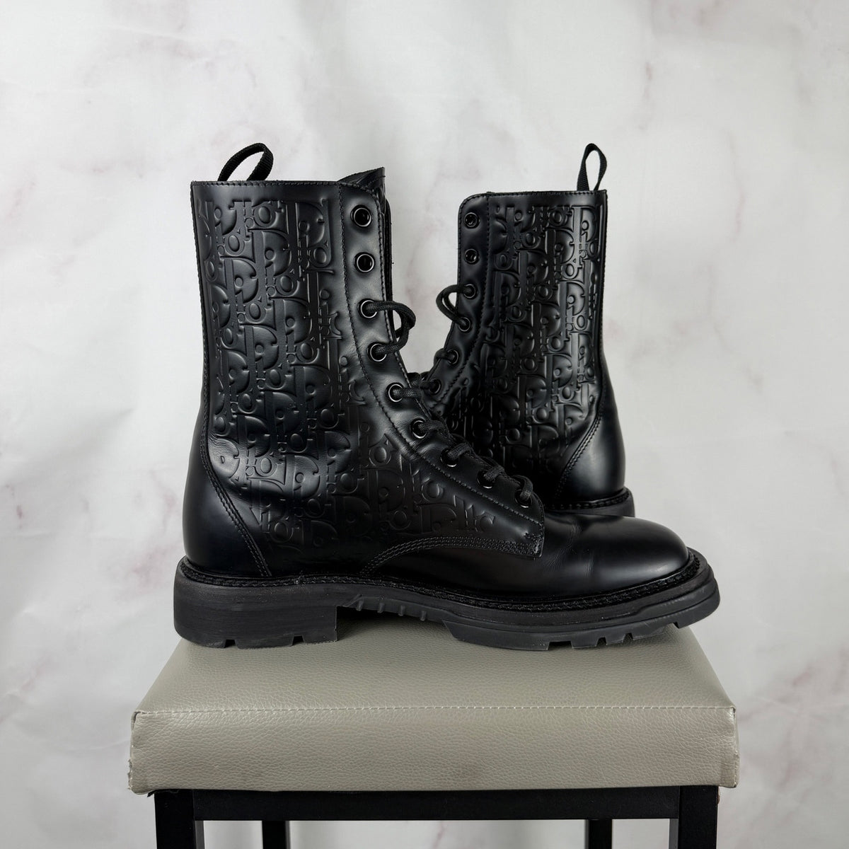 Dior Explorer 2 Black Embossed Oblique Leather Boots